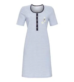 Chemise De Nuit à Fines Rayures Silbergrau