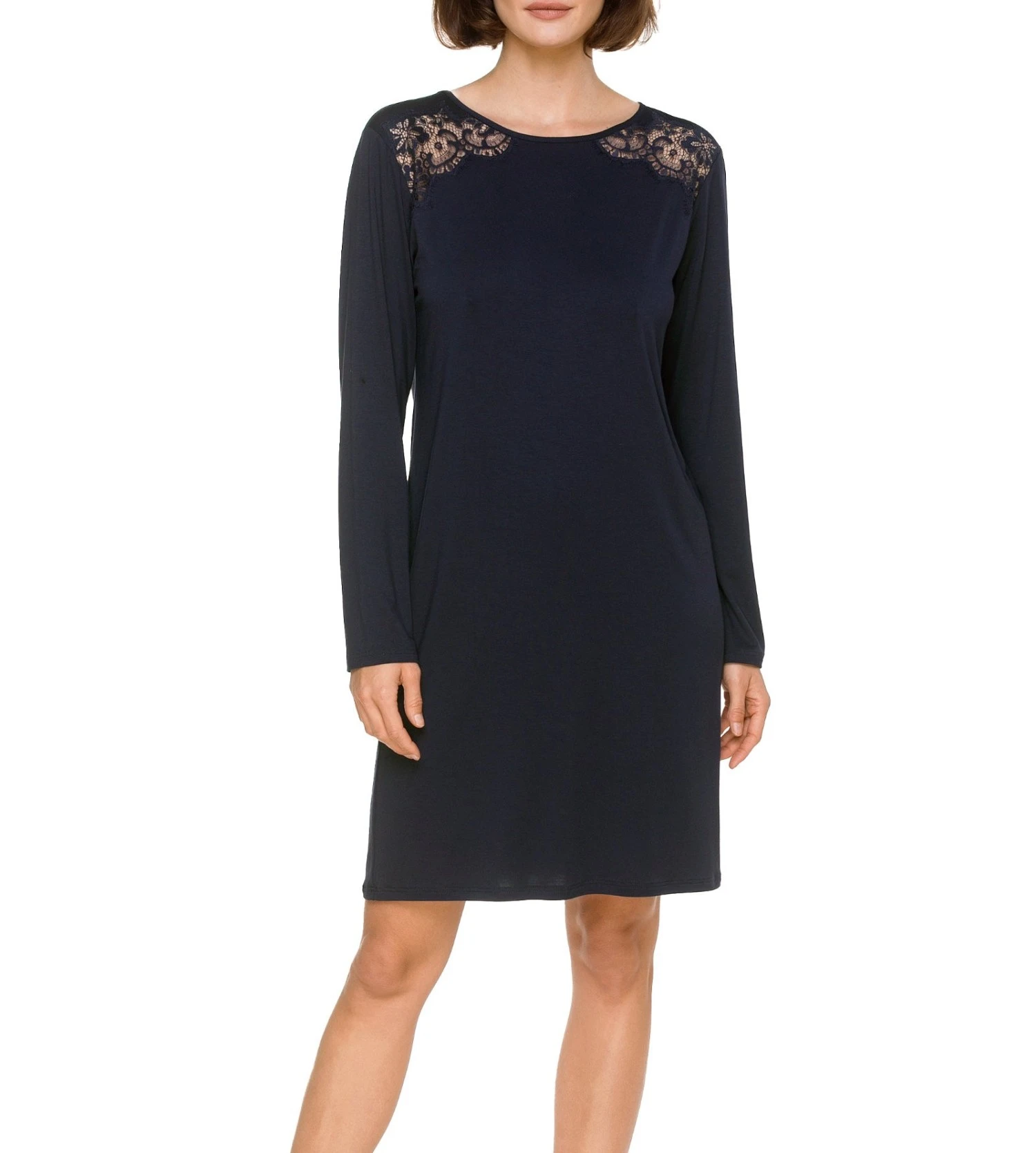 Chemise De Nuit à Manches En Modal Dark Navy 2 Chemise De Nuit à Manches En Modal Dark Navy – Image 2