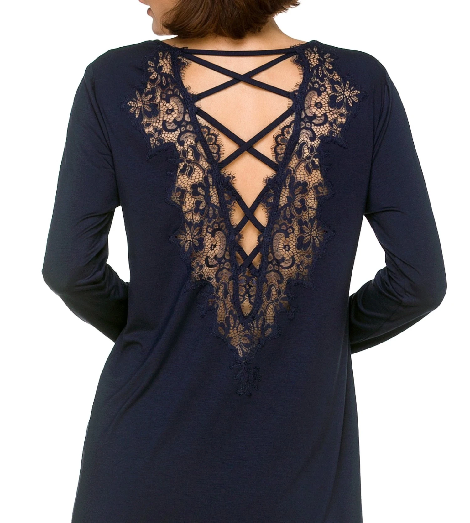 Chemise De Nuit à Manches En Modal Dark Navy 3 Chemise De Nuit à Manches En Modal Dark Navy – Image 3