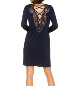 Chemise De Nuit à Manches En Modal Dark Navy