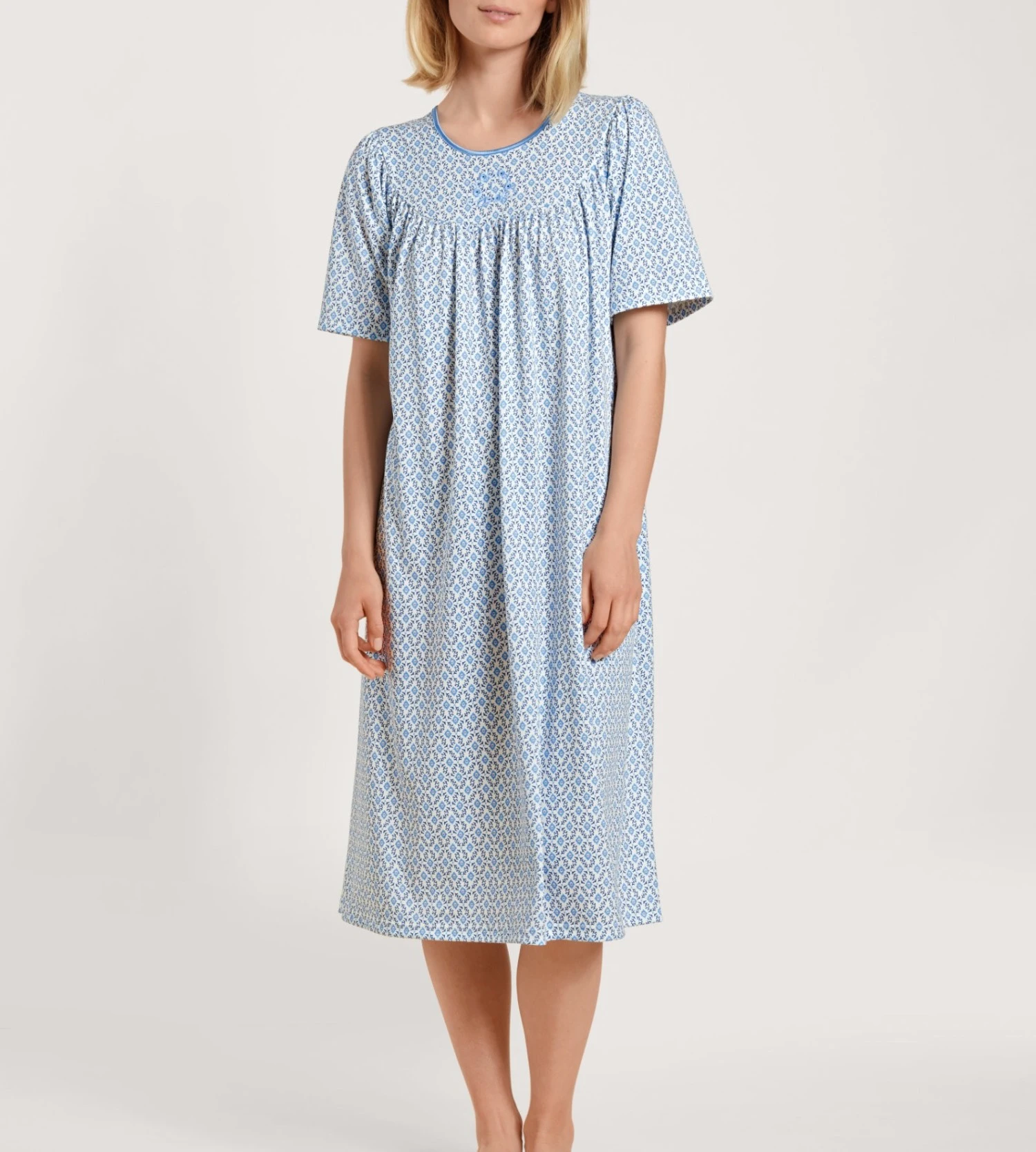 Calida Chemise De Nuit Classic Soft Cotton Azurit Blue 3 Calida Chemise De Nuit Classic Soft Cotton Azurit Blue – Image 3