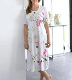 Chemise De Nuit Manches Courtes Pink Fushia -Calida Soldes chemise de nuit manches courtes 628 pink fushia 2