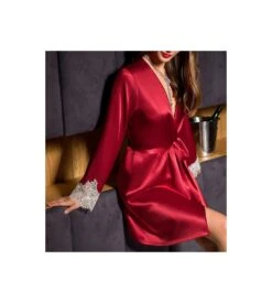 Déshabillé En Satin Ester ROUGE