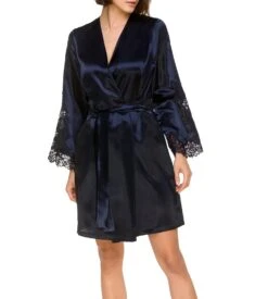 Déshabillé En Satin Manches évasées Dark Navy