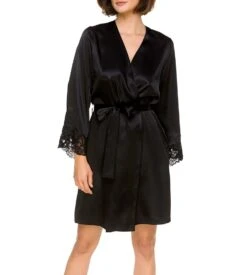 Déshabillé Grande Taille En Satin Black