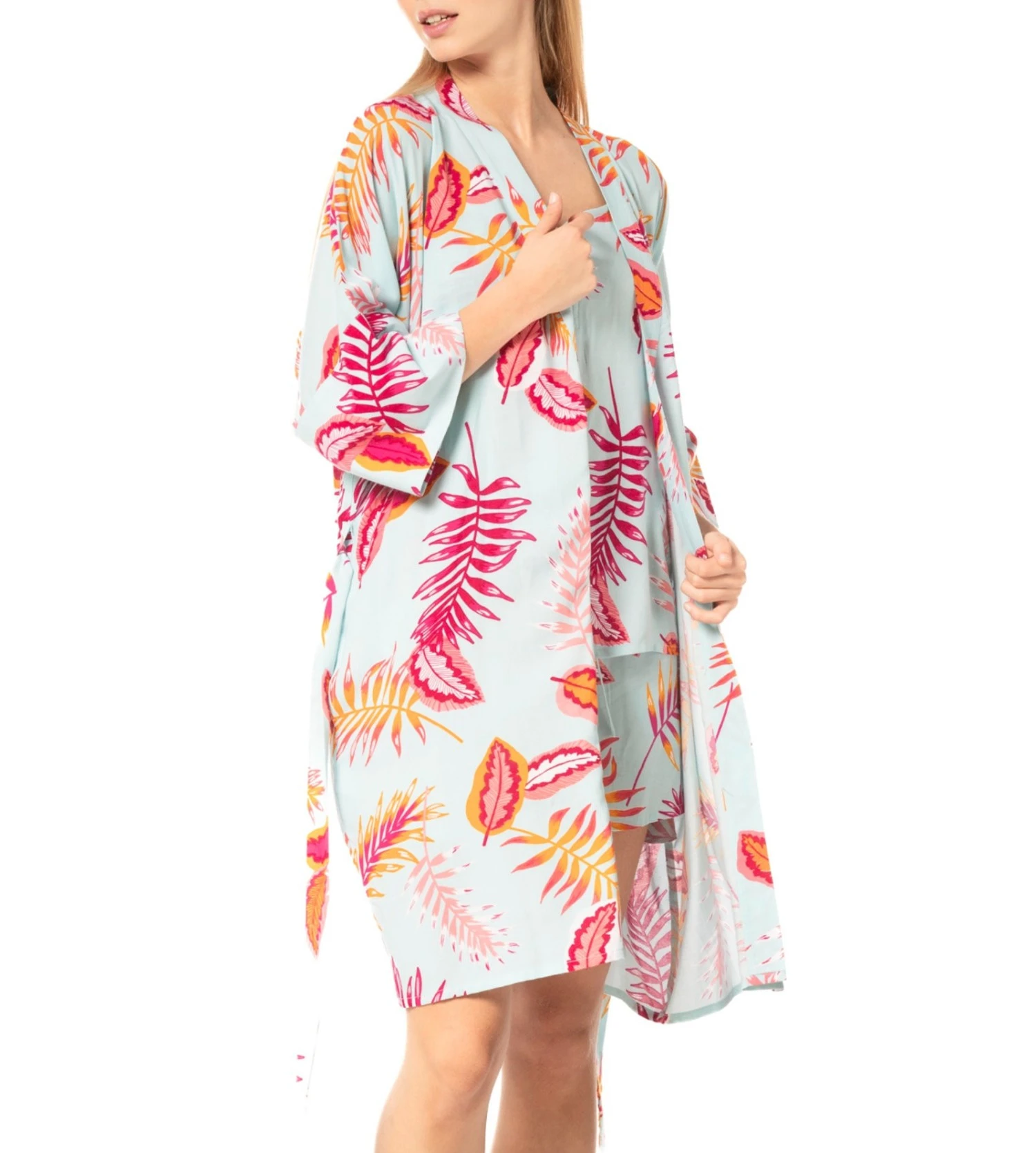 Déshabillé Imprimé Pour Femme Bleu Fushia 2 Déshabillé Imprimé Pour Femme Bleu Fushia – Image 2