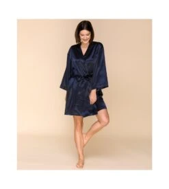 Déshabillé Kimono En Satin Dark Navy -Calida Soldes deshabille kimono en satin dark navy 310 2