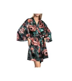 Déshabillé Kimono En Satin Fiorella IMPRIME