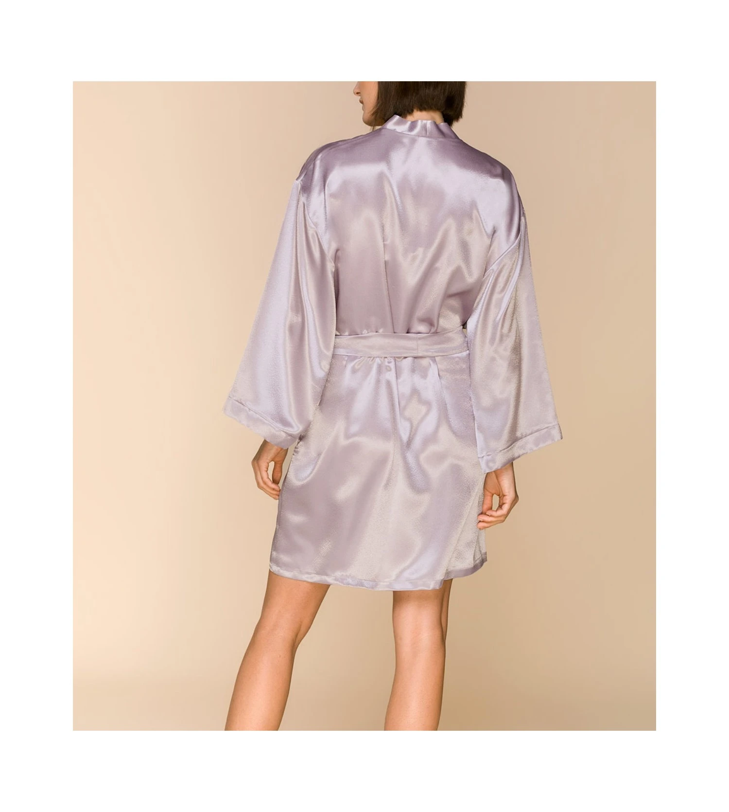 Déshabillé Kimono En Satin Lilac Haze 2 Déshabillé Kimono En Satin Lilac Haze – Image 2