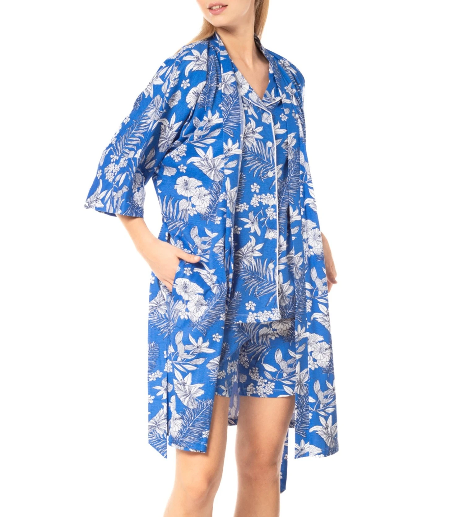 Kimono Croisé Pour Femme BLEU 1 Kimono Croisé Pour Femme BLEU