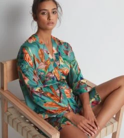 Aubade Kimono Sweet Folk Aloe -Calida Soldes kimono sweet folk aloe 4
