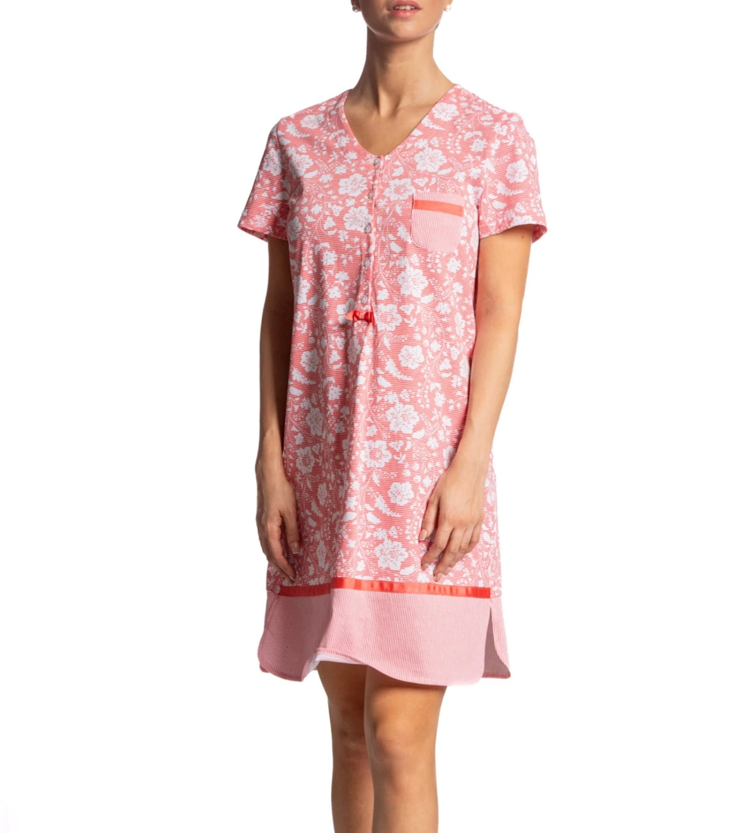 Liquette Boutonnée Manches Courtes Corail 2 Liquette Boutonnée Manches Courtes Corail – Image 2