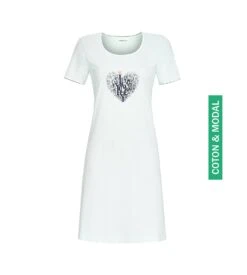 Liquette Imprimé Coeur 90cm Helle Lagune -Calida Soldes liquette imprime coeur 90cm 206 helle lagune 2