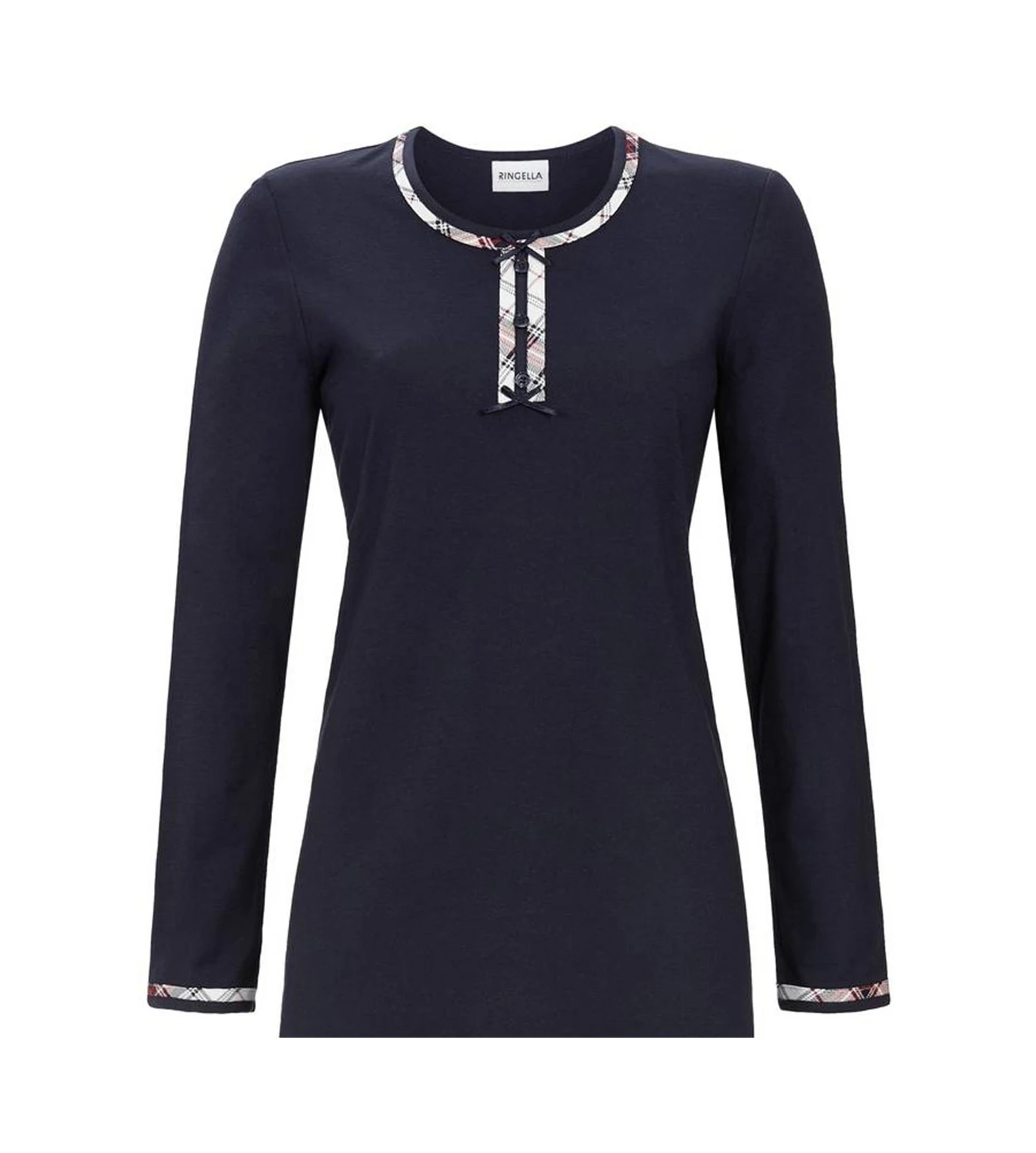 Liquette Liseré écossais Pour Femme Dark Navy 2 Liquette Liseré écossais Pour Femme Dark Navy – Image 2