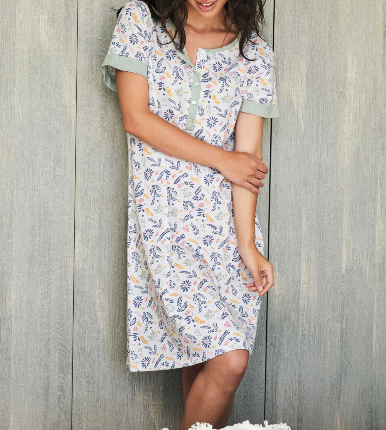 Liquette Manches Courtes Pour Femme Vert Gris 4 Liquette Manches Courtes Pour Femme Vert Gris – Image 4