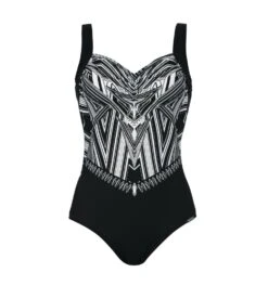 Maillot De Bain 1P Imprimé Noir Blanc 05