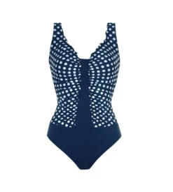 Maillot De Bain Froncé à Pois Marine 30
