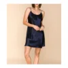Nuisette En Satin Avec Laçage Dos Dark Navy