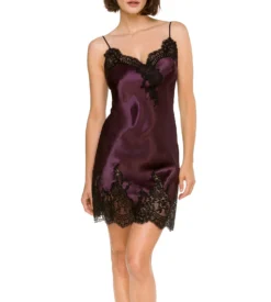 Nuisette Satin Avec Lacets Croisés Damson/ Black