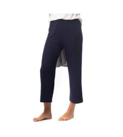 Pantacourt Droit En Viscose Côtelée 39 BLEU