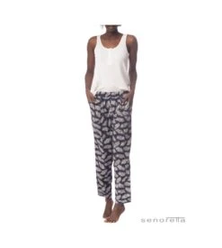 Pantalon Large En Viscose 39 BLEU -Calida Soldes pantalon large en viscose 39 bleu 2