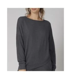 Triumph Pull Asymétrique Lounge-Me Climate Dark Grey -Calida Soldes pull asymetrique lounge me m034 dark grey 3