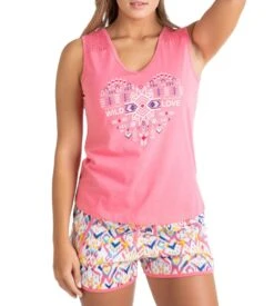 Pyjacourt Femme Sans Manches Rose