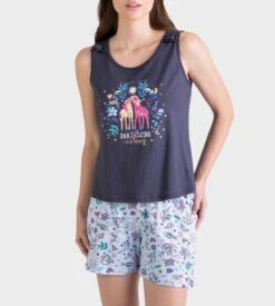 Pyjacourt Sans Manches Bleu Marin -Calida Soldes pyjacourt sans manches b11 bleu marin 3