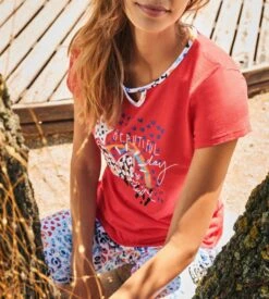 Pyjama Corsaire Manches Courtes Rouge 5 Pyjama Corsaire Manches Courtes Rouge -Calida Soldes pyjama corsaire manches courtes 299 rouge 2