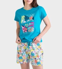 Pyjama Court Pour Femme Couleur D'huile -Calida Soldes pyjama court pour femme 295 couleur d huile 3