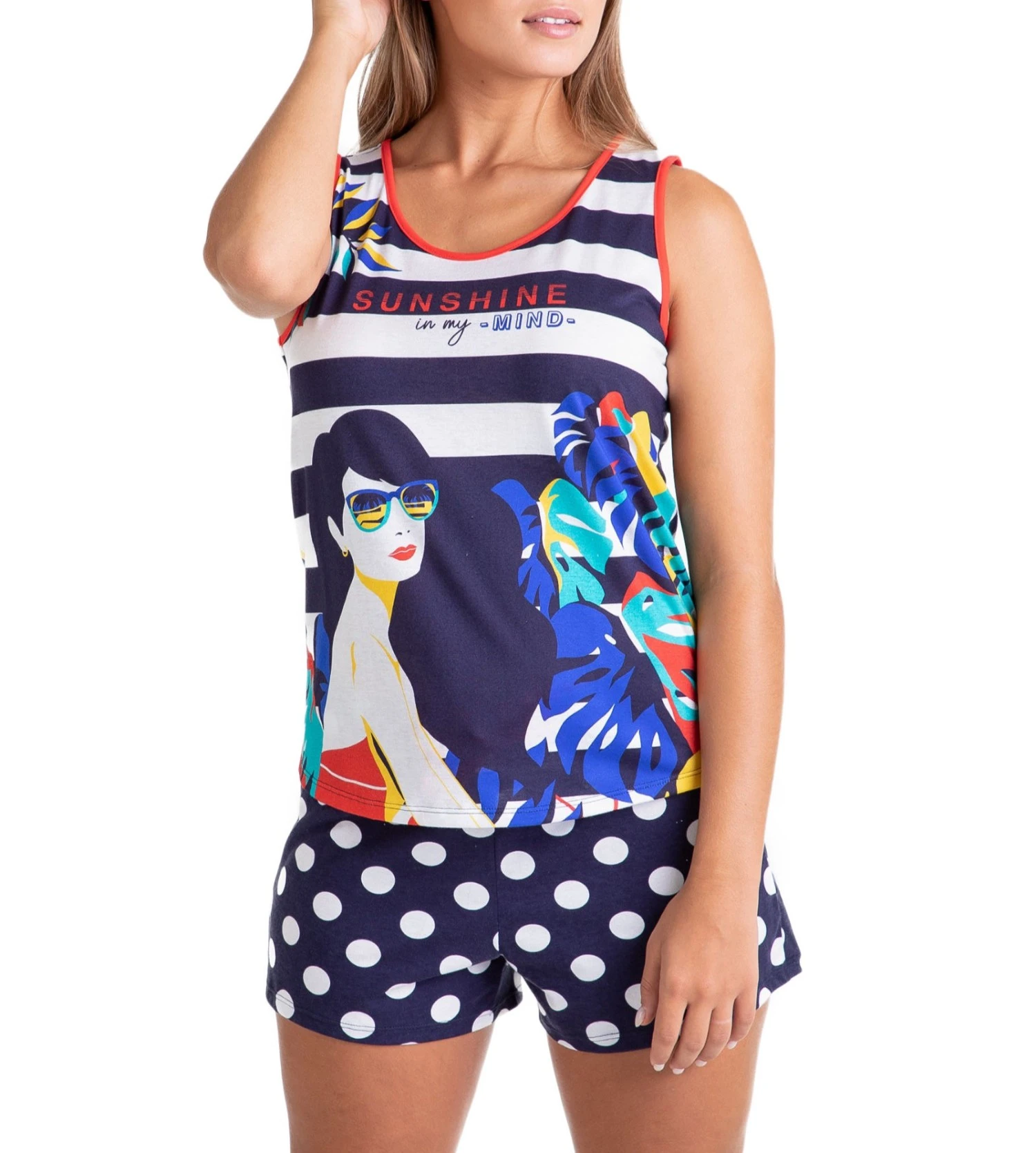 Pyjama Court Pour Femme Bleu Marin 1 Pyjama Court Pour Femme Bleu Marin