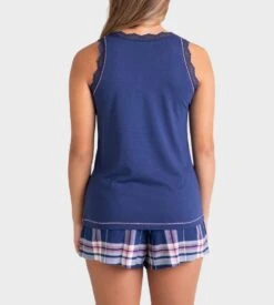 Pyjama Court Sans Manches Bleu -Calida Soldes pyjama court sans manches 158 bleu 3