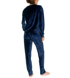 Pyjama En Velours Et Dentelle Dark Navy -Calida Soldes pyjama en velours et dentelle dark navy 310 2