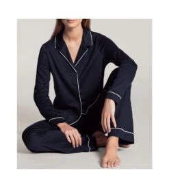 Calida Pyjama Femme à Boutons Night Lovers DARK LAPIS BLUE -Calida Soldes pyjama femme a boutons night lovers 339 dark lapis blue 4