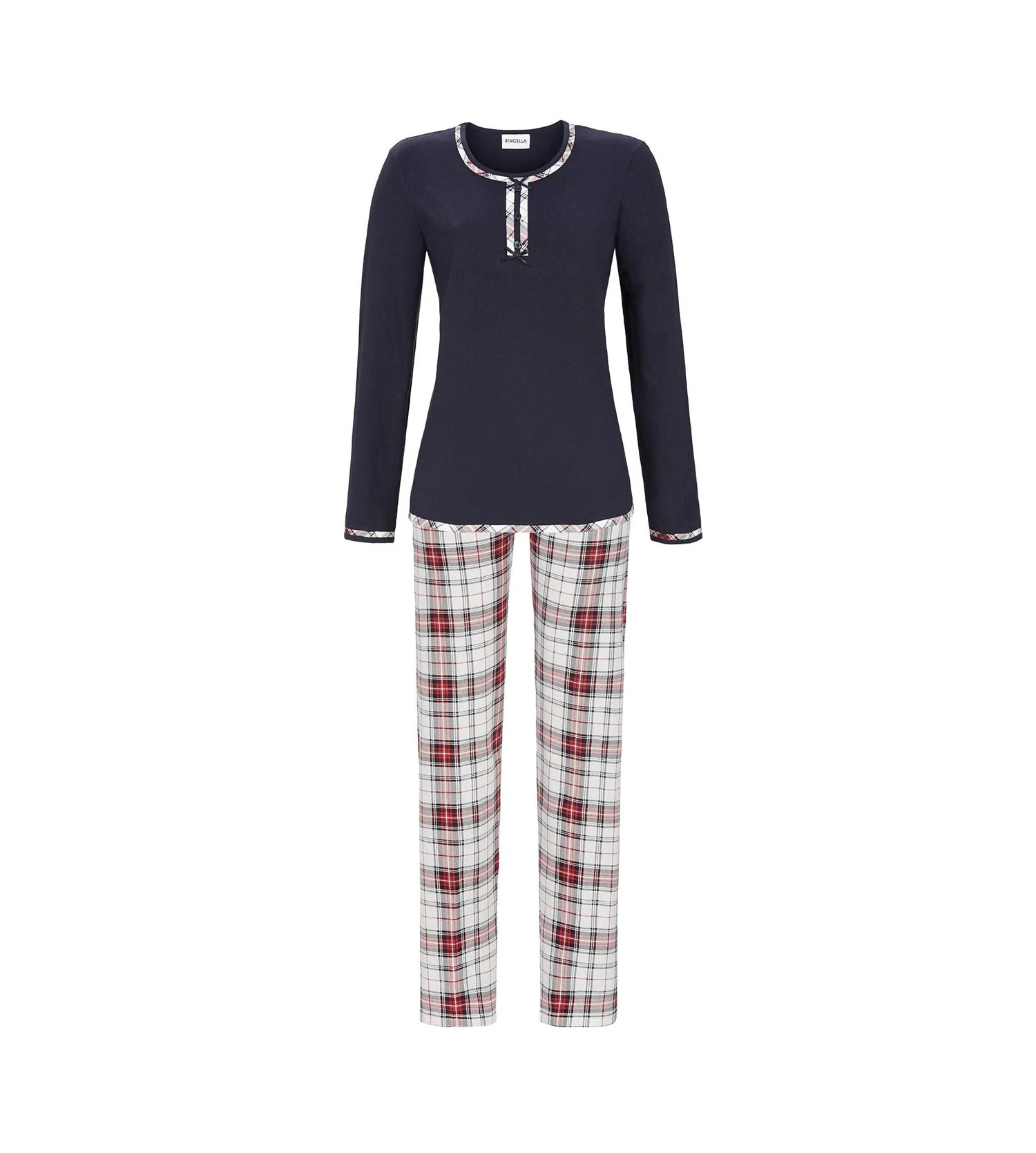 Pyjama Femme Tartan écossais Dark Navy 2 Pyjama Femme Tartan écossais Dark Navy – Image 2