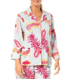 Pyjama Long Boutonné Bleu Fushia -Calida Soldes pyjama long boutonne 03 bleu fushia 2