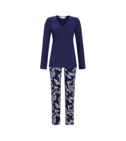 Calida Soldes -Calida Soldes pyjama long imprime feuillage 286 night 1