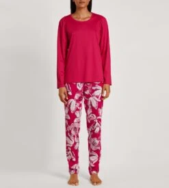 Calida Pyjama Long Femme Blooming Nights Barberry Red -Calida Soldes pyjama long pour femme 176 barberry red 2