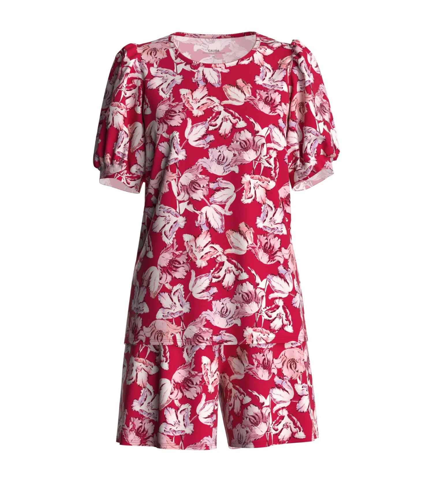 Calida Pyjama Manches Courtes Blooming Nights Barberry Red 1 Calida Pyjama Manches Courtes Blooming Nights Barberry Red