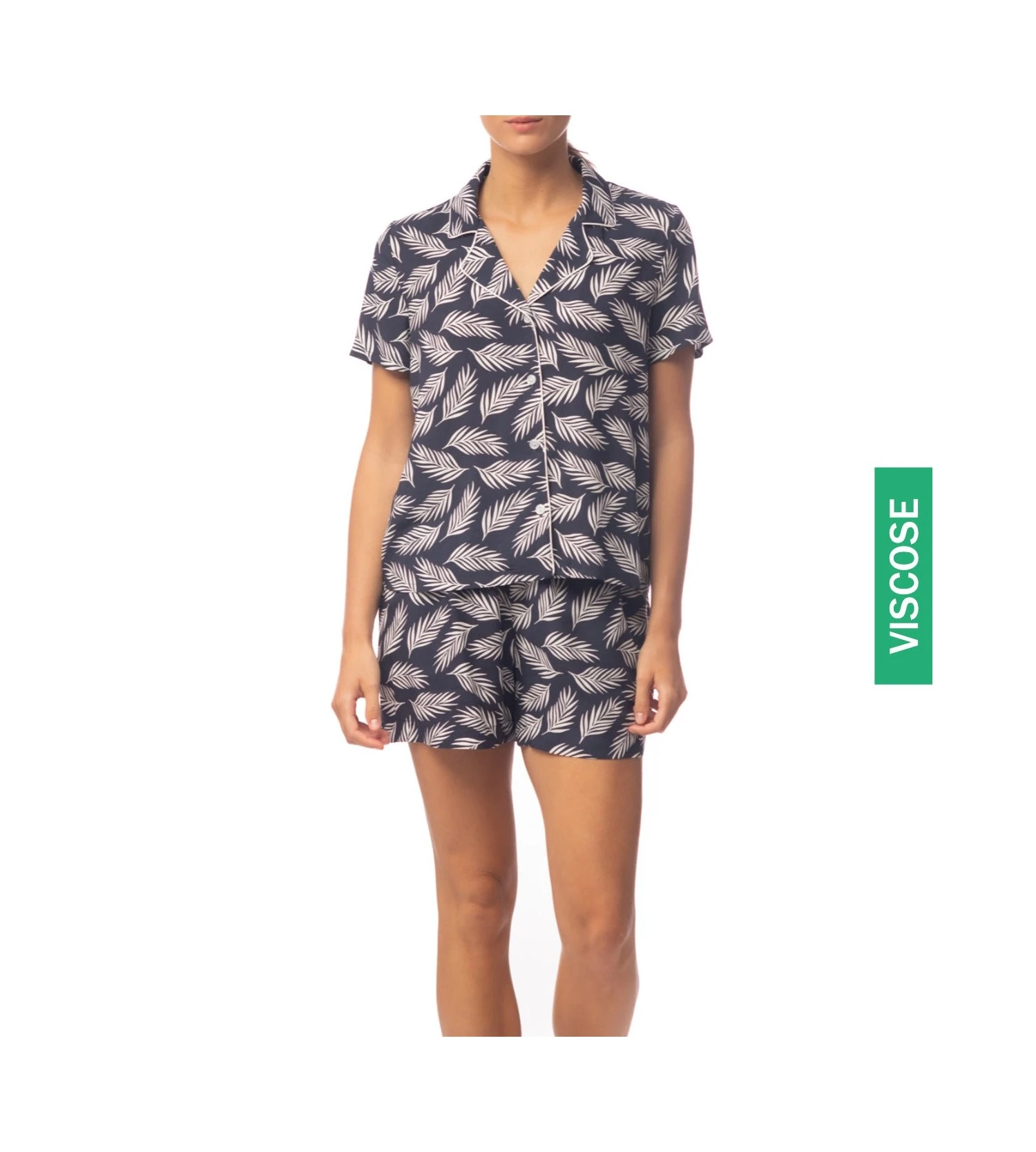 Pyjama Short Et Chemisier Imprimé BLEU 2 Pyjama Short Et Chemisier Imprimé BLEU – Image 2