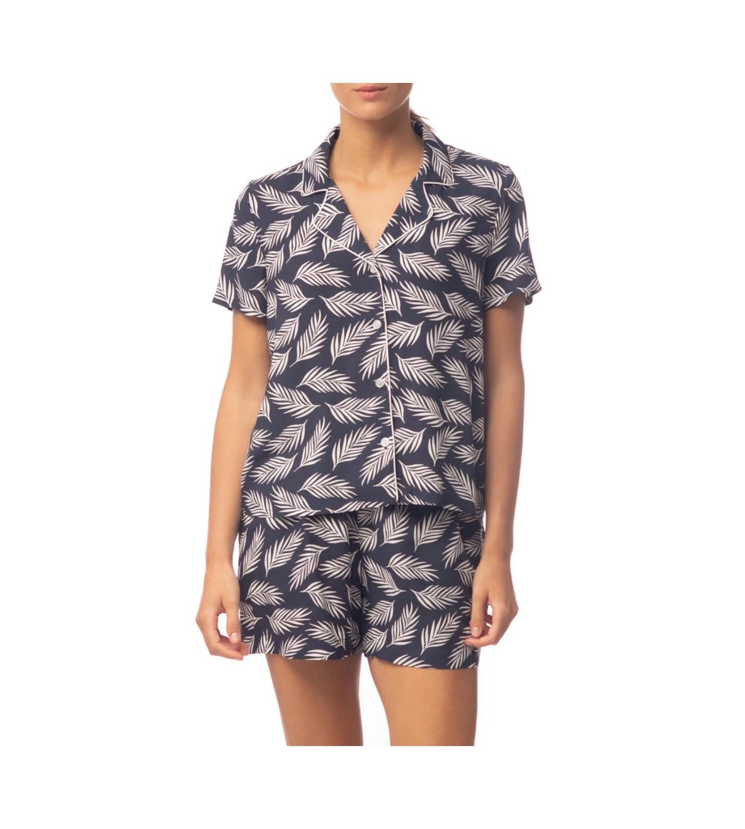 Pyjama Short Et Chemisier Imprimé BLEU 1 Pyjama Short Et Chemisier Imprimé BLEU