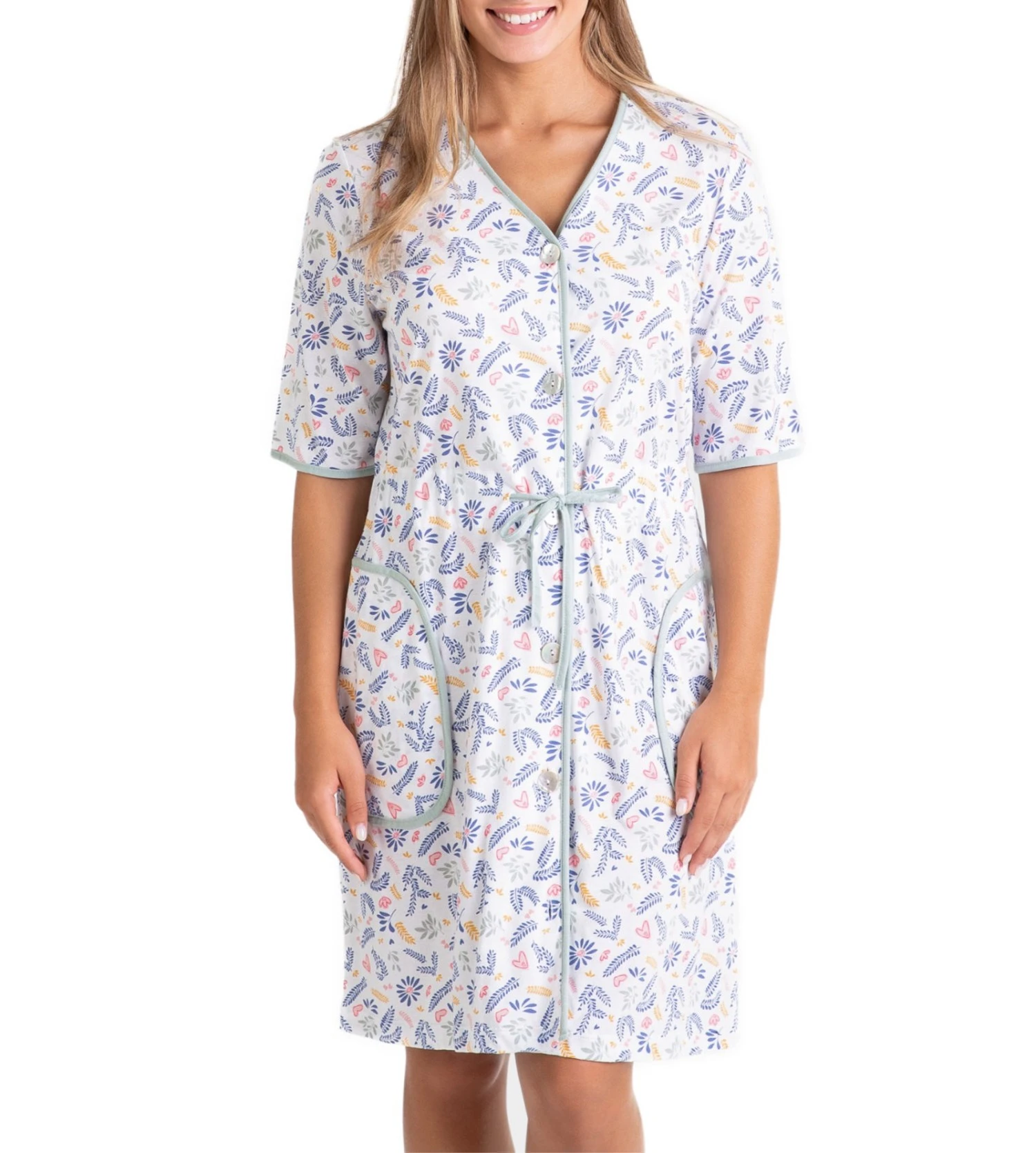 Robe De Chambre Boutonnée Vert Gris 1 Robe De Chambre Boutonnée Vert Gris