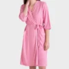 Robe De Chambre Croisée Pour Femme Rose