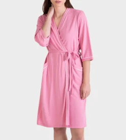 Robe De Chambre Croisée Pour Femme Rose