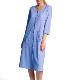 Robe De Chambre Manches 3/4 Bleu Lavande