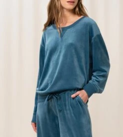 Triumph Sweatshirt En Velours Mix & Match 1692 Smokey Blue -Calida Soldes sweatshirt en velours mix match 1692 smokey blue 4