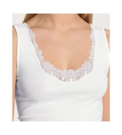 Calida Tank Top Dentelle Cotton Desire BLANC 01 7 Calida Tank Top Dentelle Cotton Desire BLANC 01 -Calida Soldes tank top dentelle cotton desire blanc 01 2