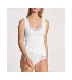 Calida Tank Top Dentelle Cotton Desire BLANC 01 9 Calida Tank Top Dentelle Cotton Desire BLANC 01 -Calida Soldes tank top dentelle cotton desire blanc 01 4