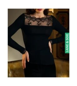 Top Laine-Soie Sublime En Dentelle 0005 Noir -Calida Soldes top laine soie sublime en dentelle 0005 noir 2
